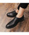 Men's black casual brogue leather oxford dress shoe 08