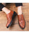 Men's brown retro brogue leather oxford dress shoe 09