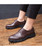 Brown brogue croco skin pattern derby dress shoe 02