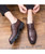 Brown brogue croco skin pattern derby dress shoe 06