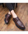 Brown brogue croco skin pattern derby dress shoe 04