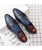 Men's blue black two tone brogue oxford dress shoe 10