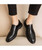 Black check pattern leather derby dress shoe 03