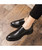 Black check pattern leather derby dress shoe 07