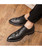 Black croco skin pattern derby dress shoe 02