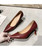 Red sewed design plain slip on heel dress shoe 08