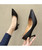 Black sewed design plain slip on heel dress shoe 05