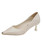 Beige metal in front heel dress shoe point toe 01