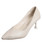 Beige sewed design plain slip on heel dress shoe 01