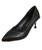 Black sewed design plain slip on heel dress shoe 01