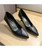Black sewed design plain slip on heel dress shoe 08