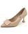 Beige metal buckle heel dress shoe point toe 01