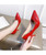 Red sewed design plain slip on heel dress shoe 03