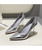 Silvery plain heel dress shoe point toe 08