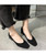 Black suede slip on low heel dress shoe 04