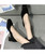 Black suede slip on low heel dress shoe 06