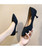 Black fabric texture slip on heel dress shoe 02