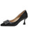 Black square buckle slip on heel dress shoe 01
