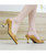 Yellow square buckle slip on heel dress shoe 03