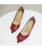 Claret red square buckle slip on heel dress shoe 09