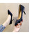Black point toe slip on heel dress shoe in plain 03