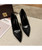Women's black suede slip on slim high heel dress shoe 07