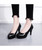 Black point toe slip on heel dress shoe in plain 02