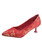 Red floral pattern pleated toe slip on dress shoe 01