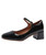 Black buckle strap low cut thick heel dress shoe 01