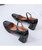 Black buckle strap low cut thick heel dress shoe 07