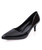 Black point toe slip on heel dress shoe in plain 01