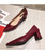 Red point toe slip on heel dress shoe in plain 04