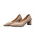 Beige point toe slip on heel dress shoe in plain 05