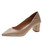 Beige point toe slip on heel dress shoe in plain 01