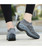 Women's grey sock like fit slip on double rocker bottom sneaker 04