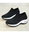 Women's black white sock like fit slip on double rocker sneaker 07