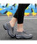 Women's grey slip on double rocker bottom sneaker stripe texture 03