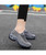 Women's grey slip on double rocker bottom sneaker stripe texture 05