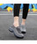 Women's grey slip on double rocker bottom sneaker stripe texture 10