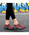 Women's red slip on double rocker bottom sneaker stripe texture 03
