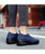 Women's blue stripe slip on sock like double rocker bottom sneaker 06