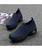 Women's blue stripe slip on sock like double rocker bottom sneaker 12