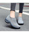 Women's grey stripe slip on sock like double rocker bottom sneaker 03