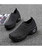 Women's dark grey stripe slip on sock like double rocker sneaker 14