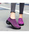 Women's purple stripe slip on sock like double rocker bottom sneaker 07