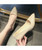 Beige metal toe front heel slip on dress shoe 03