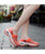 Women's orange hollow stripe slip on double rocker bottom shoes 09