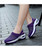 Women's purple hollow stripe slip on double rocker bottom shoes 10