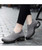 Women's grey flyknit stripe slip on double rocker bottom sneaker 11