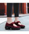 Women's red hollow low cut velcro double rocker bottom sneaker 06